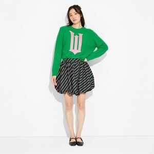WICKED X WOMEN’S STRIPED BUBBLE GRAPHIC SKIRT BLACK/GREEN MULTI SIZES (NEW)